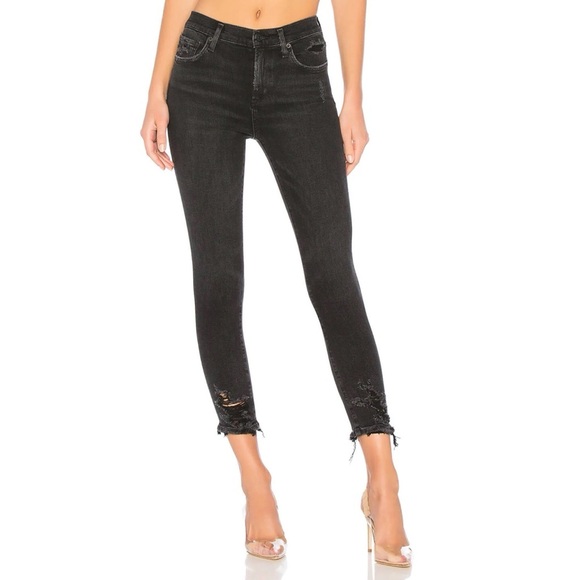 AGOLDE Sophie High Rise Crop in Temple Black Distressed Size 24 - Picture 1 of 12